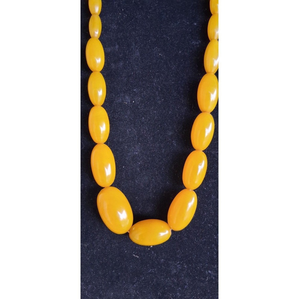 Egg Yolk Butterscotch Bakelite Bead Necklace Hand Knotted